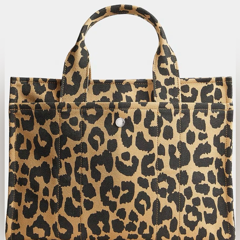 Coach Leopard Print Canvas Tote in Brown and Black - Picture 3 of 7